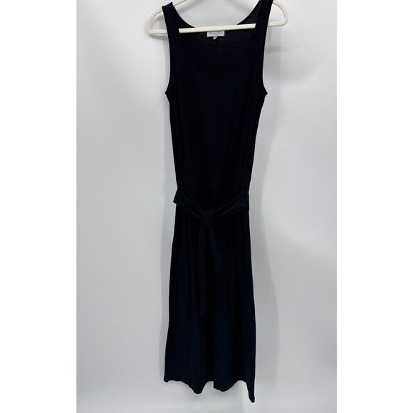 Michael Stars Jane Black Sleeveless V Neck Belted Cropped Wide Leg Jumpsuit XS - Picture 2 of 5